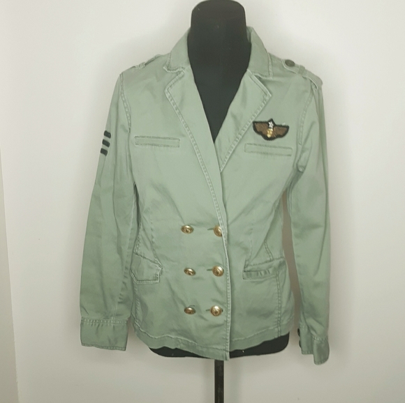 CAbi Jackets & Blazers - Cabi Green Stretch Double Breated Military Jacket